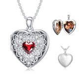 Sterling Silver Heart Crystal Personalized Picture Heart Locket Pendant Necklace