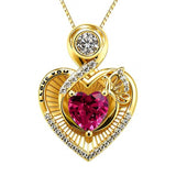 14K Gold Plated  Heart Birthstone Butterfly Necklace Engraved with  I Love You