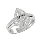 Sterling Silver 3.0CT Pear-Shaped Wedding  Engagement Ring Set For Women
