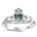 925 Silver 0.1 Cttw Natural Diamond Irish Claddagh Gemstone Rings for Women Customized Irish Claddagh Heart Promise Ring with Birthstone