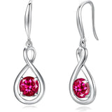 925 Sterling Round Gemstone Birthstone Dangle Earrings