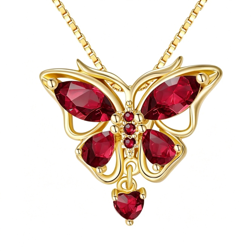 14K Gold Plated Birthstone Butterfly Necklace for Women Ideal Gift for Anniversary Christmas Birthday