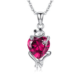 Sterling Silver Heart Birthstone Frog Pendant Necklace