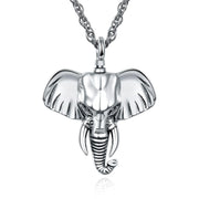 Sterling Silver Elephant Urn Necklace for Ashes with  Stainless Steel Water Wave Chain