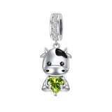 Sterling Silver 12 Months Birthstone Cow Charm Beads