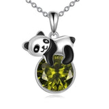 Panda Necklace Sterling Silver Panda Pendant Birthstone Jewlery Gift for Women