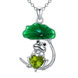 Sterling Silver Birthstone Frog Pendant Necklace