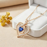 14K Gold Plated Love Heart Birthstone Necklace for Women