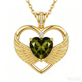 14K Gold Plated 12-Month Birthstone Infinity Angel Wings Pendant Necklace for Women
