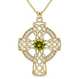 14K Gold Plated Birthstone Celtic Knotwork Cross Necklace for Women