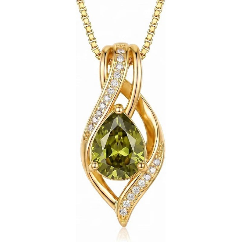 14K Gold Plated  Teardrop Birthstone Infinity Pendant Necklace for Women