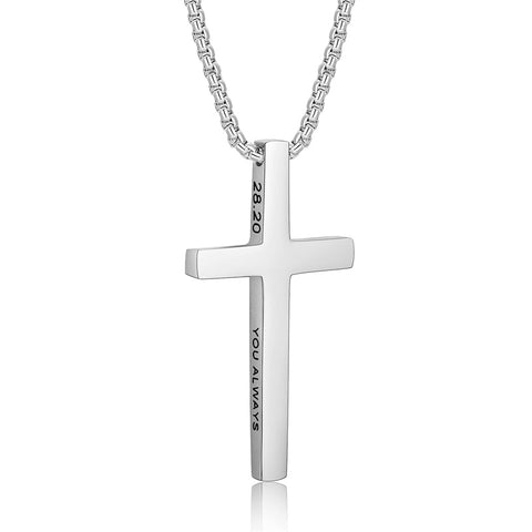 Stainless Steel Cross Pendant Necklace for Men With Engraved