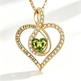 14K Gold Plated Love Heart Birthstone Necklace for Women