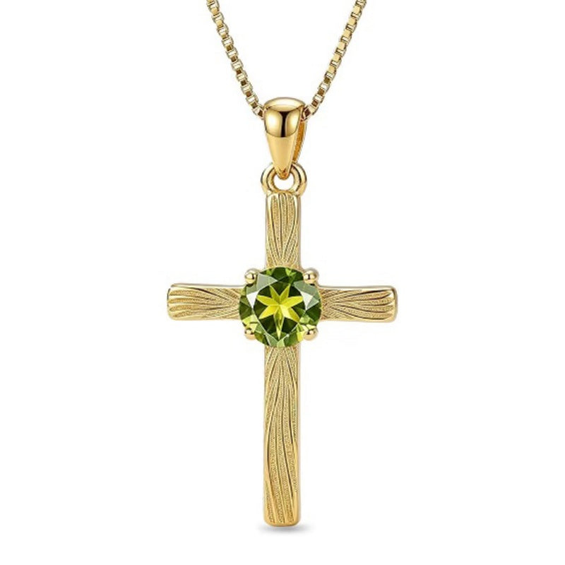 14K Gold Plated  Birthstone Cross Necklace  Pendant Necklace Mother's Day Birthday Gifts for Women