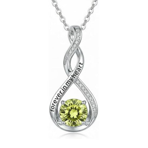 14K Gold Plated 12 Month Birthstone Infinity Twisted Pendant Necklace Mother's Day Christmas Anniversary Birthday Gift