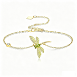 14K Gold Plated Birthstone Dragonfly Anklet Bracelet Birthday Gifts for Her