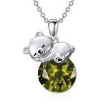 Sterling Silver Cubic Zirconia Teddy Bear Pendant Necklace Christmas Gifts for Women
