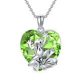 Sterling Silver Crystal Birthstone Frog Pendant Necklace