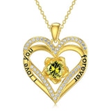14K Gold Plated  Birthstone Rose Flower Pendant Necklace Birthday Wedding Anniversary Jewelry Gifts for Women