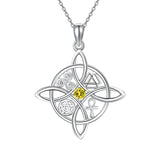 Sterling Silver Birthstone Celtic Knot Witches Knot Pendant Necklace