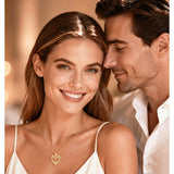 14K Gold Plated Rose Heart Initial Necklace Engraved with I Love You for Always and Forever  for Women