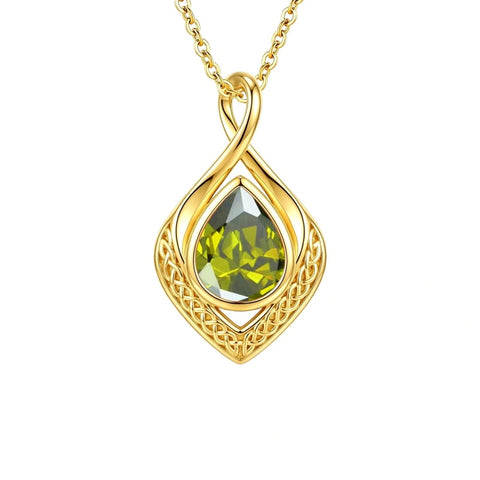 14K Gold Plated  Birthstone Celtic Knot Infinity Necklace  Birthday Christmas Jewelry Gift