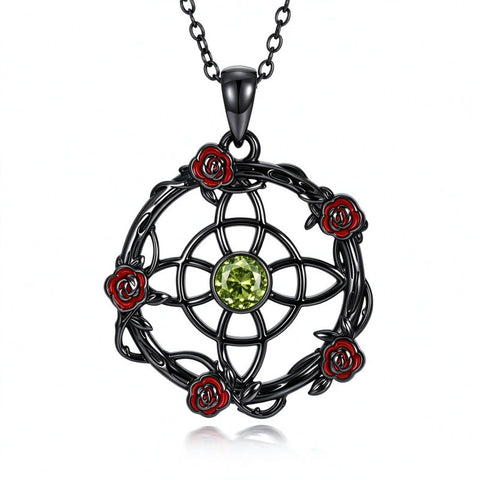 Sterling Silver Black Heart Skeleton Birthstone Necklace With Engraved Halloween Gift