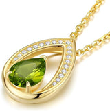 Sterling Silver Teardrop Birthstone Pendant Necklace Valentine's Day Gifts for Her