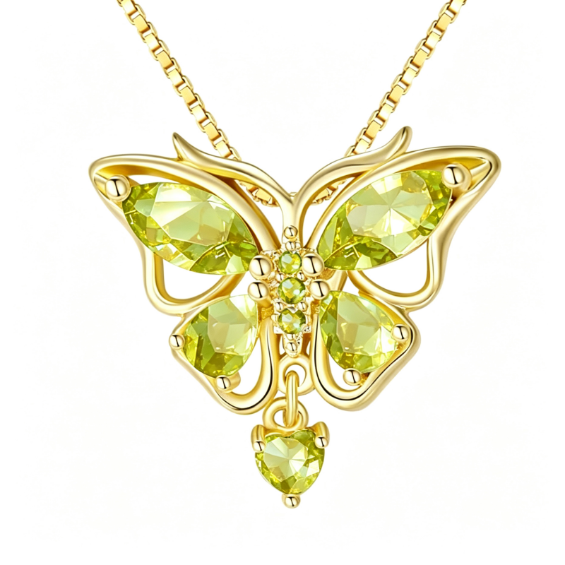 14K Gold Plated Birthstone Butterfly Necklace for Women Ideal Gift for Anniversary Christmas Birthday