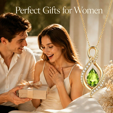 14K Gold Plated  Birthstone Infinity Symbol Pendant  Necklace Anniversary Christmas Birthday Jewelry Gift