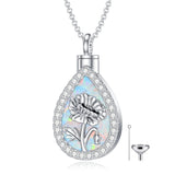 Sterling Silver Teardrop Opal 12 Birth Flower Urn Necklaces for Ashes