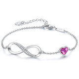 Infinity Heart Symbol Charm Link Bracelet for Women 925 Sterling Silver  Adjustable Anniversary Jewelry Christmas Birthday Gifts