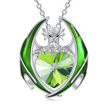 Dragon Necklace 925 Sterling Silver Birthstone Pendant with Heart Shaped Crystal Jewelry Gift for Women Girl