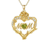 14K Gold Plated Heart Birthstone Rose Mom Butterfly Pendant Necklace for Women