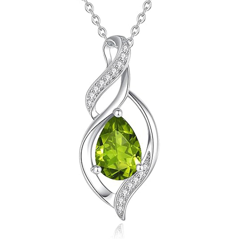 Sterling Silver Teardrop Birthstone Infinity Love Necklace for Women