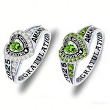 Copper Personalized Birthstone Engraved Class Rings for Women, College Senior High School Ring