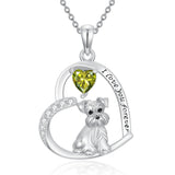 Sterling Silver 12 Month Birthstone Schnauzer Chihuahua Pitbull Pug Pendant Necklace for Women