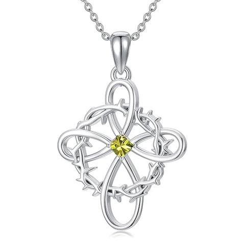 Sterling Silver 12 Birthstones Twisted Cross Necklace for Women