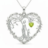 Sterling Silver Heart Pendant Birthstone Tree of Life Mother Child Family Necklace
