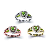 Copper  Personalized Birthstone Engraved Class Rings for Women, College Senior High School Ring