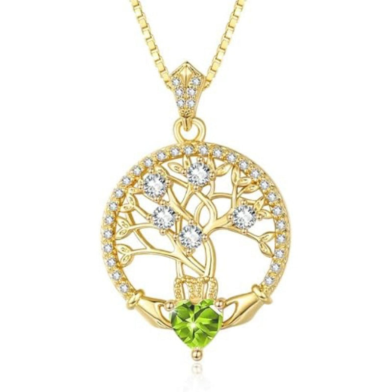 14K Gold Plated  Birthstone Tree of Life Necklaces for Women