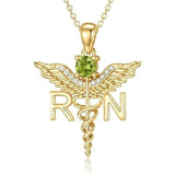 14K Gold  Plated Nurse Caduceus Necklace for Women  RN Registered Graduation Gift