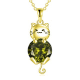 Cat Necklace 925 Silver Cat Birthstone Necklace Cat Jewelry Gift for Women Cat Lover