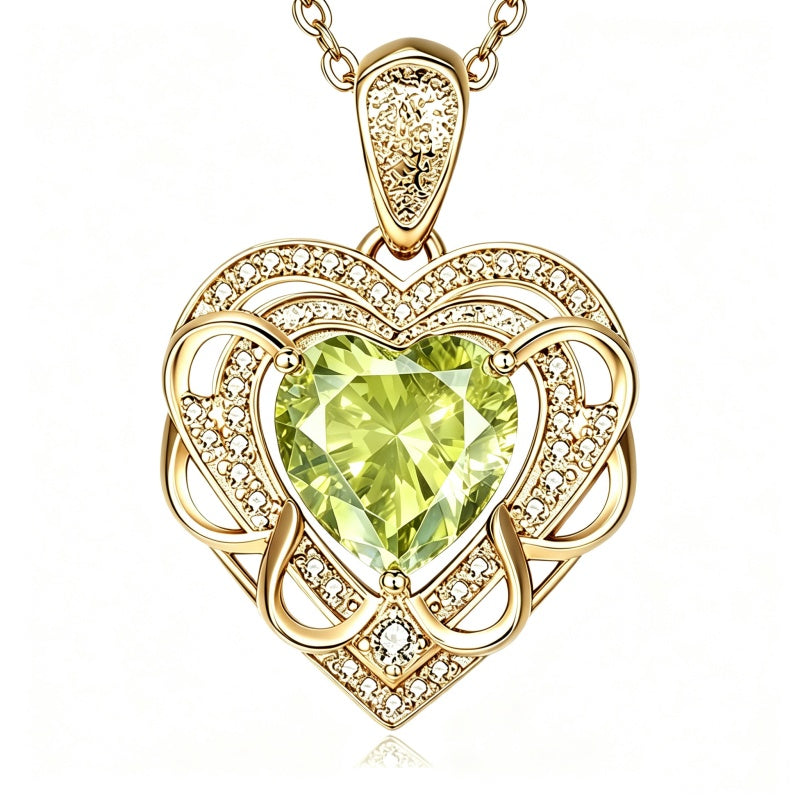 14K Gold Plated Heart Birthstone Heart Necklace for Women Fashion Wedding Anniversary Birthday Gifts