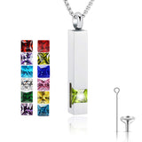 Stainless Steel Birthstones Cross Urn Necklaces for Ashes