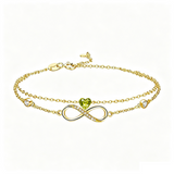 14K Gold Plated Birthstone Infinity Double-Layer Braceletfor Women