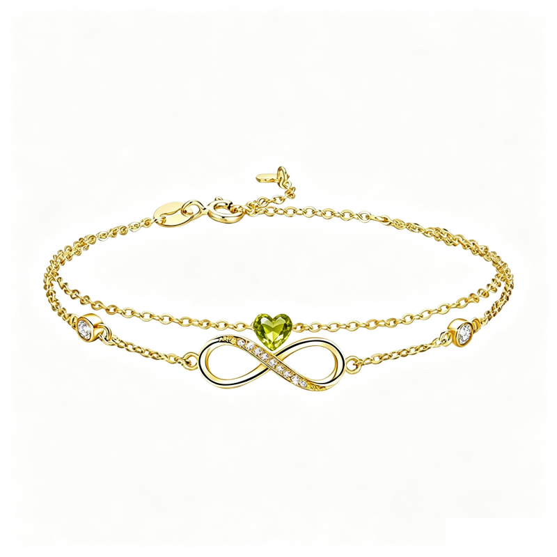 14K Gold Plated Birthstone Infinity Double-Layer Braceletfor Women