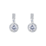 925 Sterling Silver Elegant Moissanite Drop Earrings With Sparkling Cubic Zirconia In Silver Plated Setting