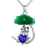 Sterling Silver Birthstone Frog Pendant Necklace