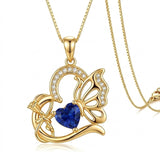 14K Gold Plated Heart Birthstone Infinity Cross Butterfly Necklace for Women